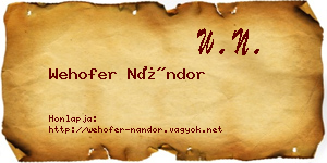 Wehofer Nándor névjegykártya